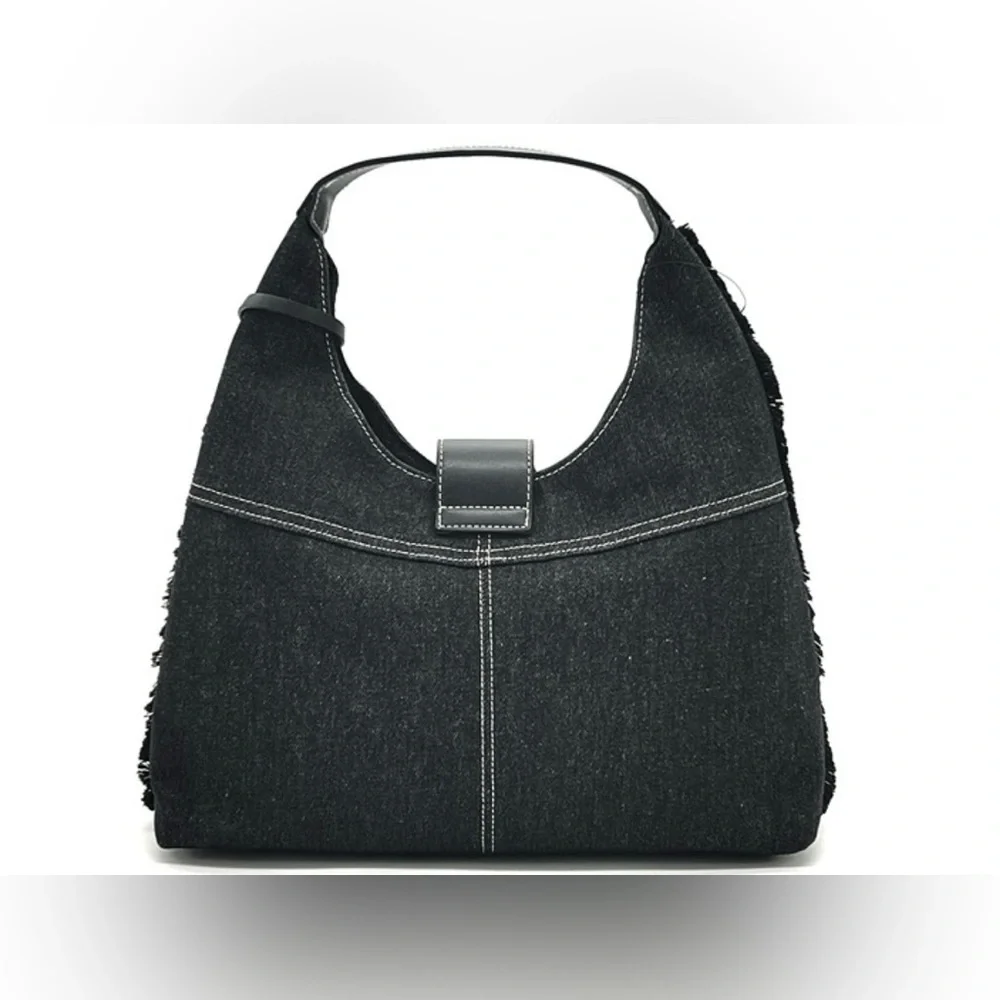🖤True Religion Black Frayed Denim Hobo Bag🖤NWT